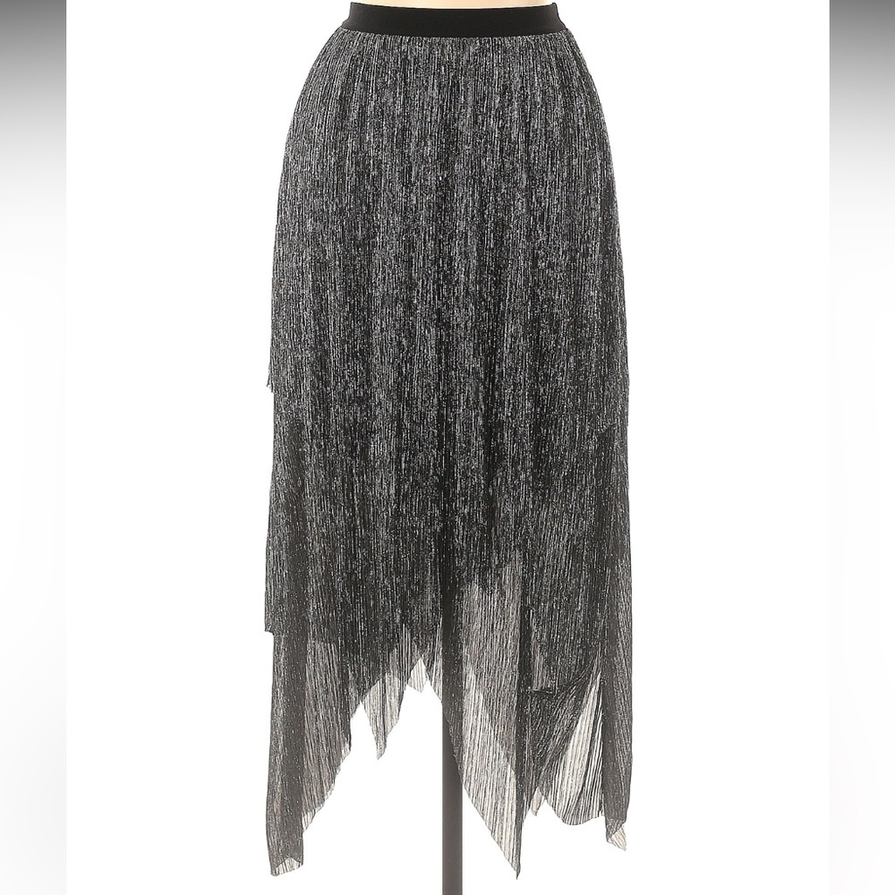 All Saints Silver Asymmetrical Midi Skirt